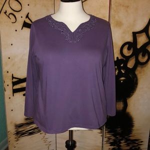 Purple Long Sleeve Tee w/Lace